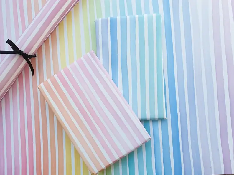 Emma Godfrey Art - Wholesale Flat Wrap - A2 Rainbow Stripe Wrapping Paper1
