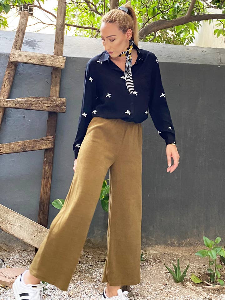 Pantalón casual de pana marrón claro para venta al por mayor de Kalimera Clothing Athens