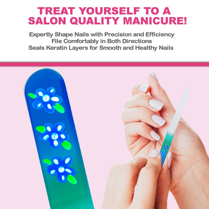 Classy Nail Files - Wholesale Nail file - Moon Flower Blue Lunar Hand Painted Color Crystal Nail File4