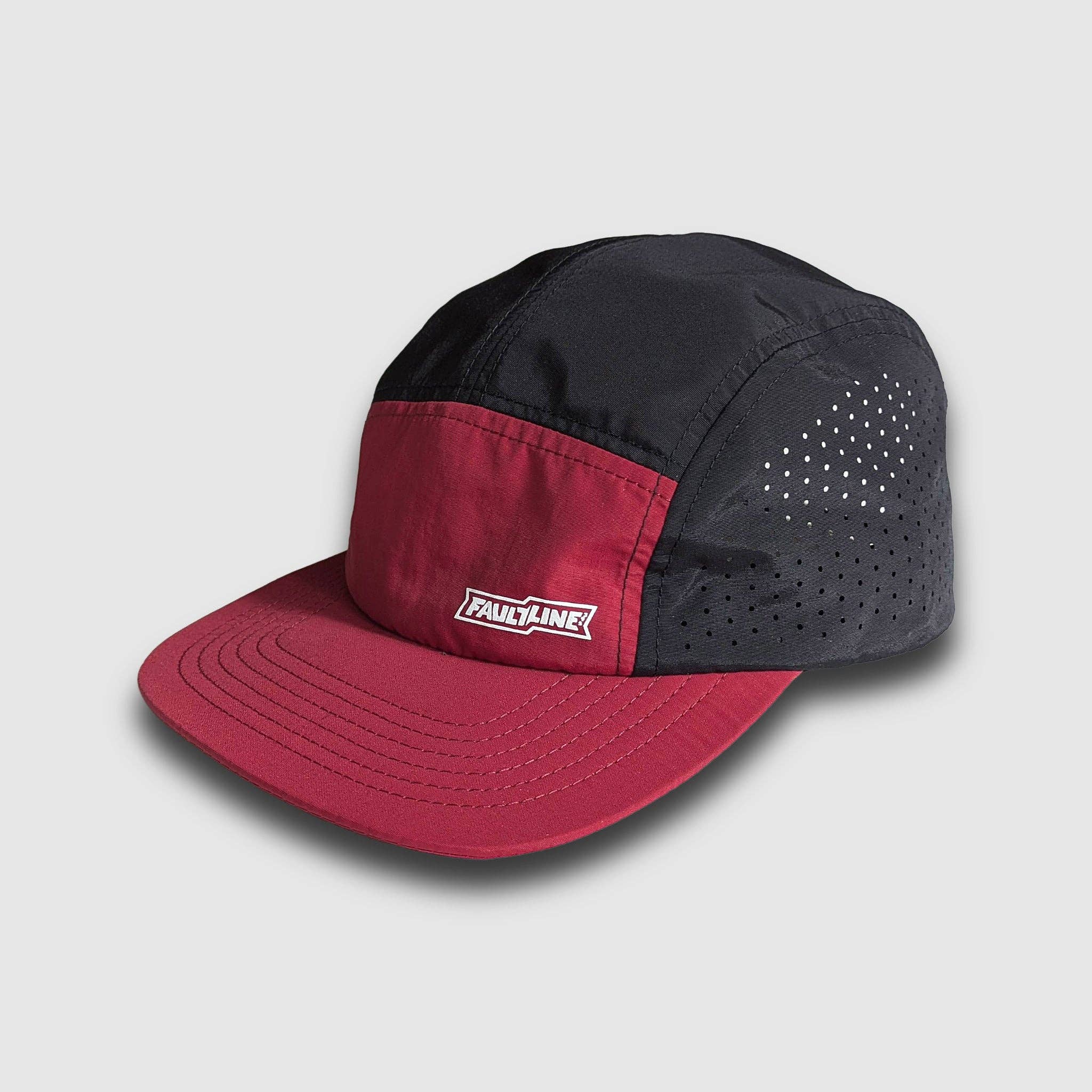 FaultLine395 – wholesale Flat-brimmed cap – Unisex – Crushable 5-Panel Camper Hat - Maroon/Black