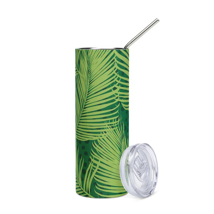 Tropical Leaves Stainless Steel Tumbler (20 oz.) for wholesale by Mila Inspired LLC