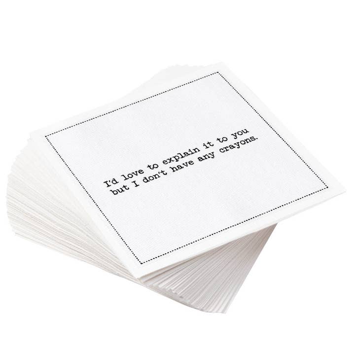 Five Star Napkins Inc. - Wholesale Disposable Napkin - Subversive Quotes - White Cotton Cocktail Napkins x 503