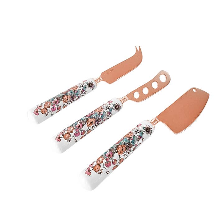 CLINQ - Wholesale Cheese spreader - Floral 3 Piece Cheese Knife Set