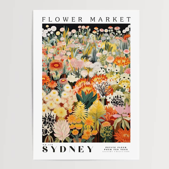 Póster del mercado de flores de Sídney para venta al por mayor de Enchanted Sights