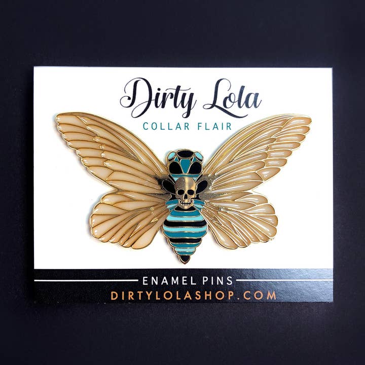 DEATH HEAD MOTH - ENAMEL PIN for wholesale by Dirty Lola