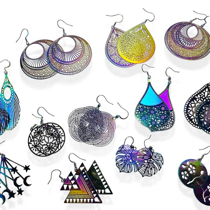 Colorful Steel Earrings for wholesale by Janine’s Jewelry Design