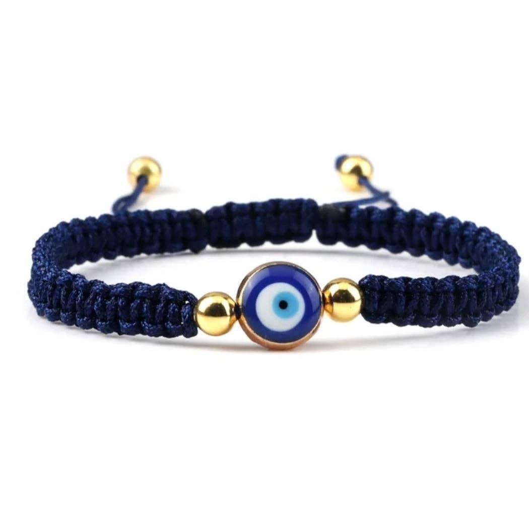 2 Greeks Inc - Wholesale Woven/Braided Bracelet - Handwoven Evil Eye Adjustable Bracelet – Gold Bead Accents2