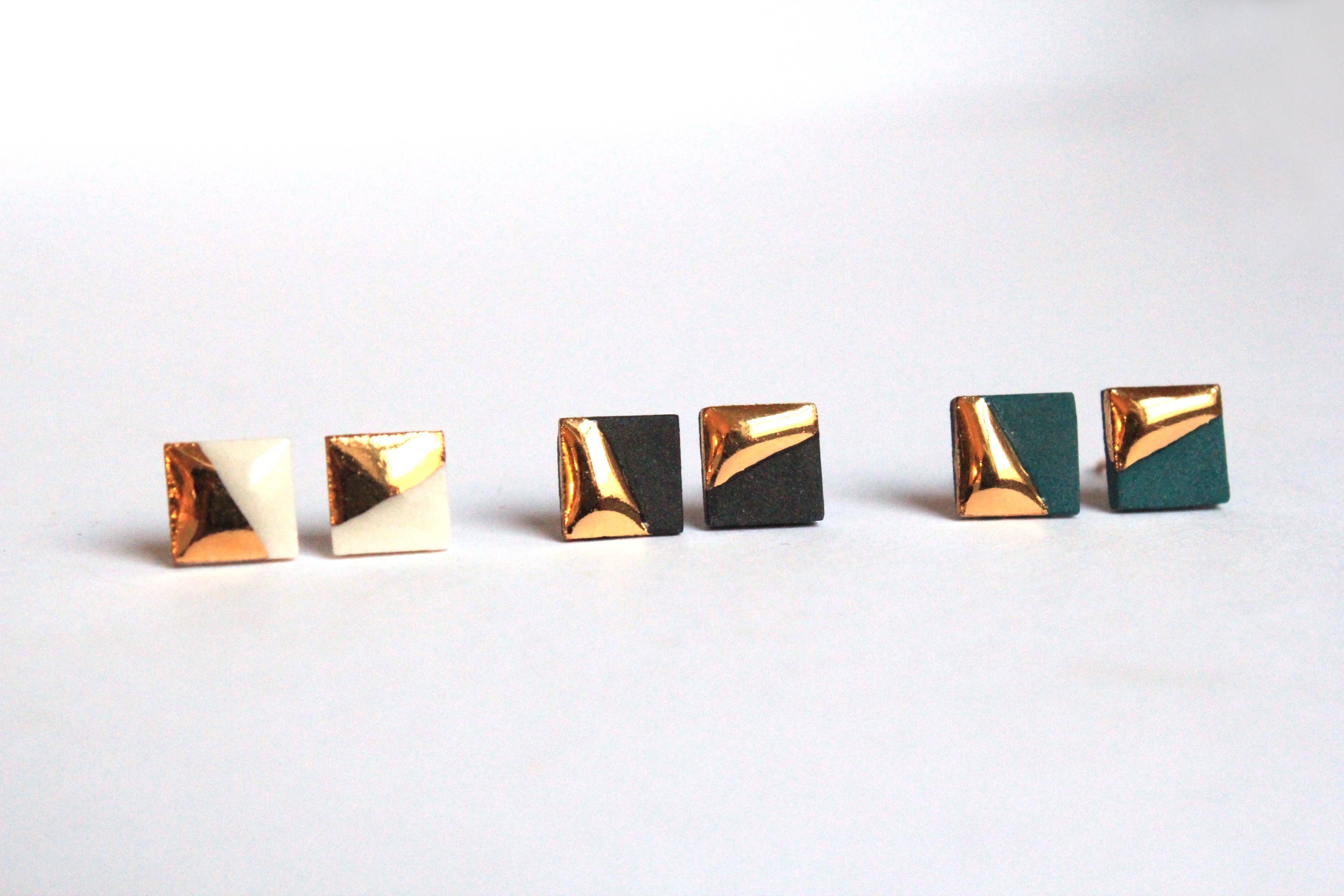 Mier Luo - Wholesale Stud/Post Earrings - Gold Dipped Square Studs0
