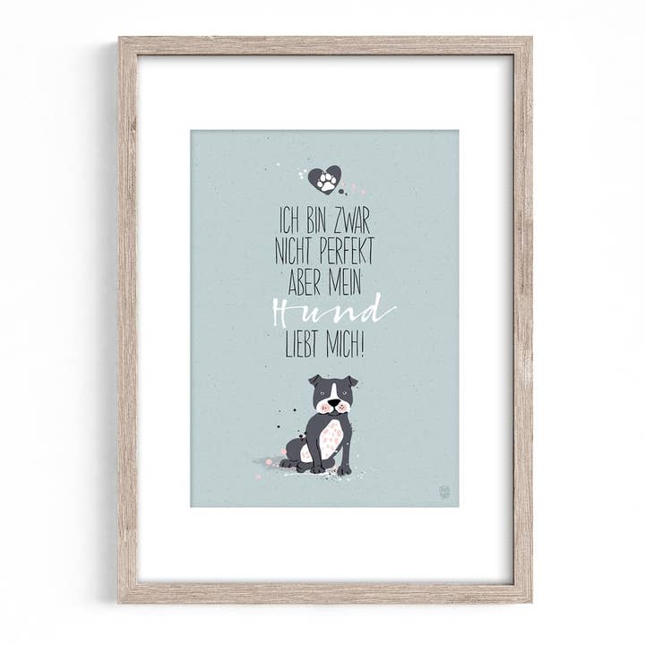 Poster A4 com passe-partout - Cão ama-me por atacado de chili type