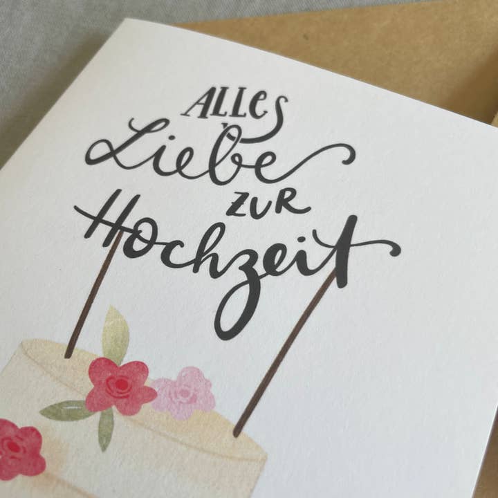 Hannahs Firlefanz - Wholesale Wedding Card - Wedding card with cake and flowers DIN A6 card + envelope3
