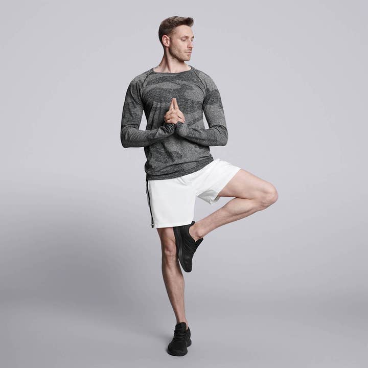 Haut à Manches Longues Sans Couture Cross X Homme - Camouflage Gris pour la vente par HPE Activewear