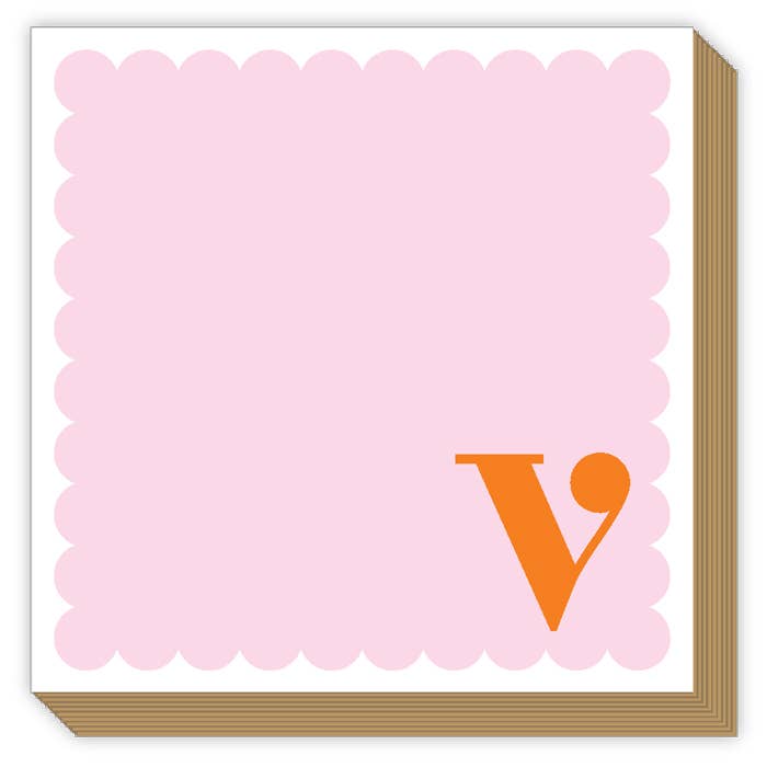 Sint-jakobsschelp Monogram Oranje En Roze V Luxe Notitieblok voor wholesale door RosanneBeck Collections