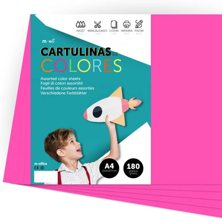 Cartulina A4 Colores Intensos 180gr m-office 500 hojas para venta al por mayor de MEDEL OFFICE
