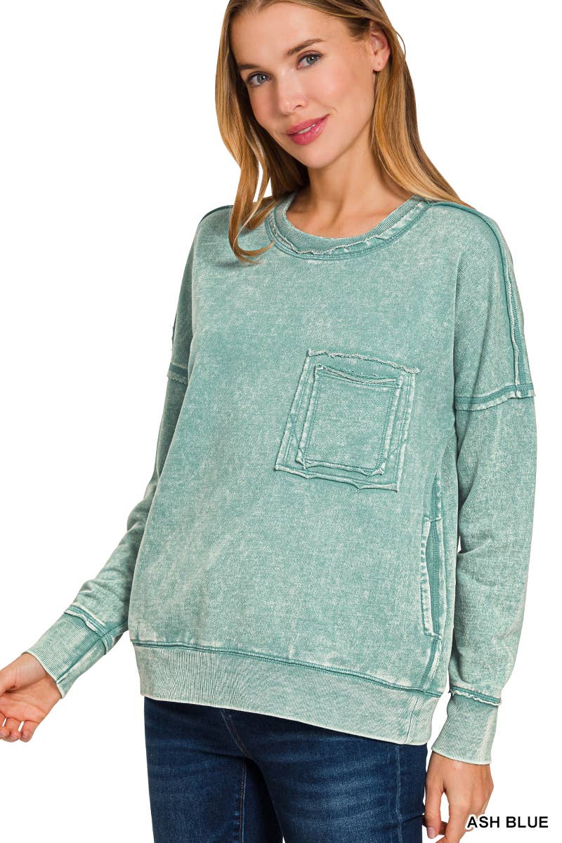 42POPS - Vendita all'ingrosso Felpa - Donna - Pullover in French Terry lavaggio acido.45