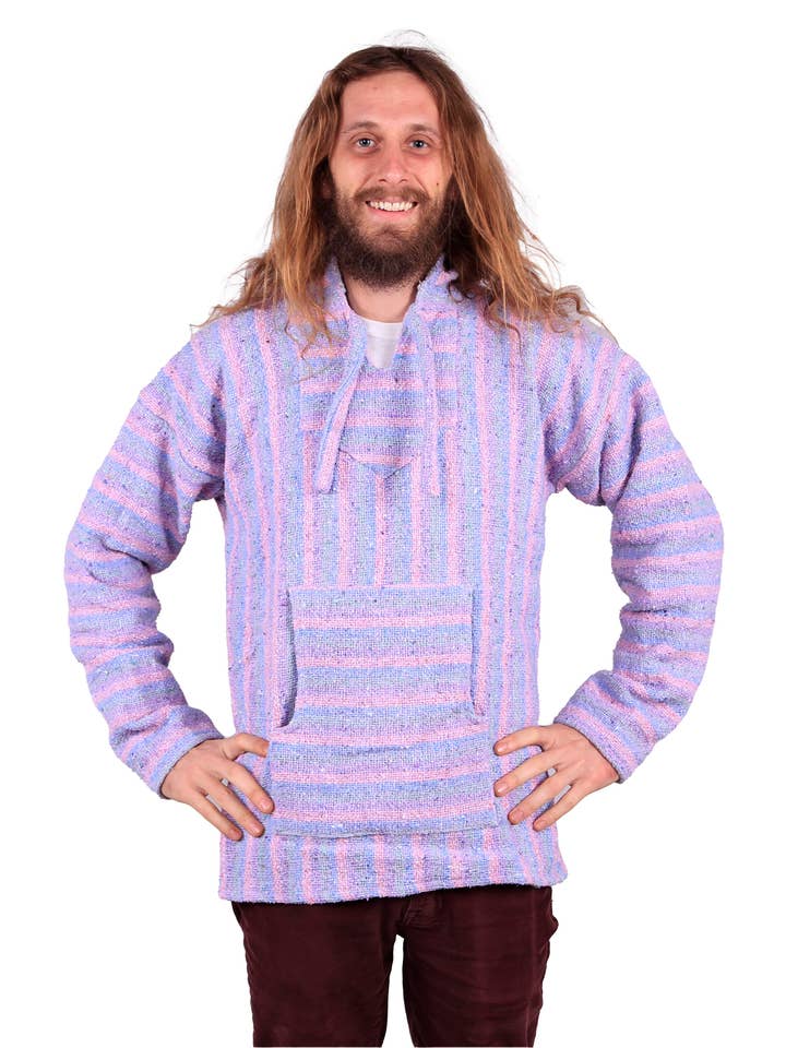Sunshine Joy - Wholesale Hoodie - Men's - Baja Joy High-Quality Pull-Over Hoodie Jacket Pastel Stripe