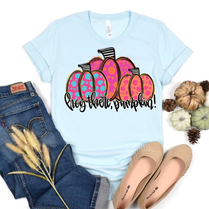 Flawless Transfers - Wholesale Sublimation Transfer - Hey There Pumpkin Bright Pumpkins DTF Transfer