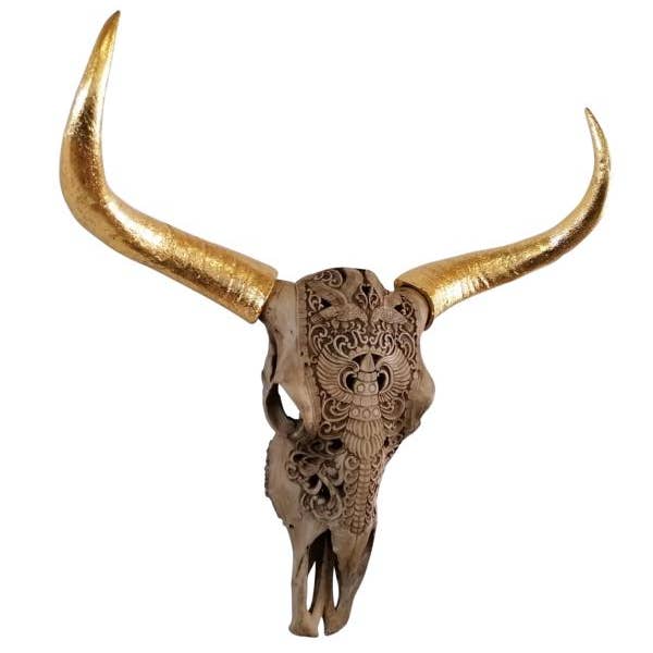 Michael & Philipp Noll e. K. - Wholesale Wall Accent - Bull head wall decoration gold XXL 71 x 21 x 72 cm1