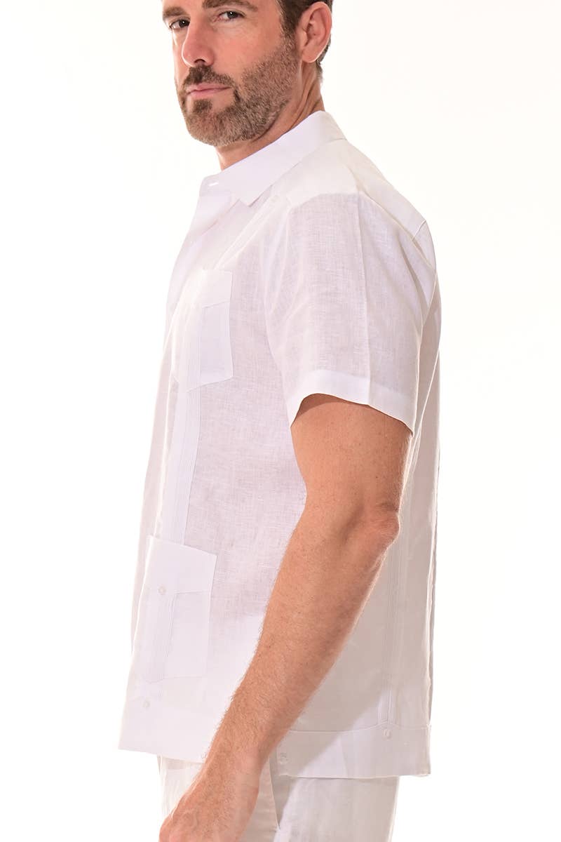 Azucar & Bohio - Wholesale Button Down Shirt - Men's - Men's Guayabera S/S Shirt 100% Linen Traditional-A-LS3992