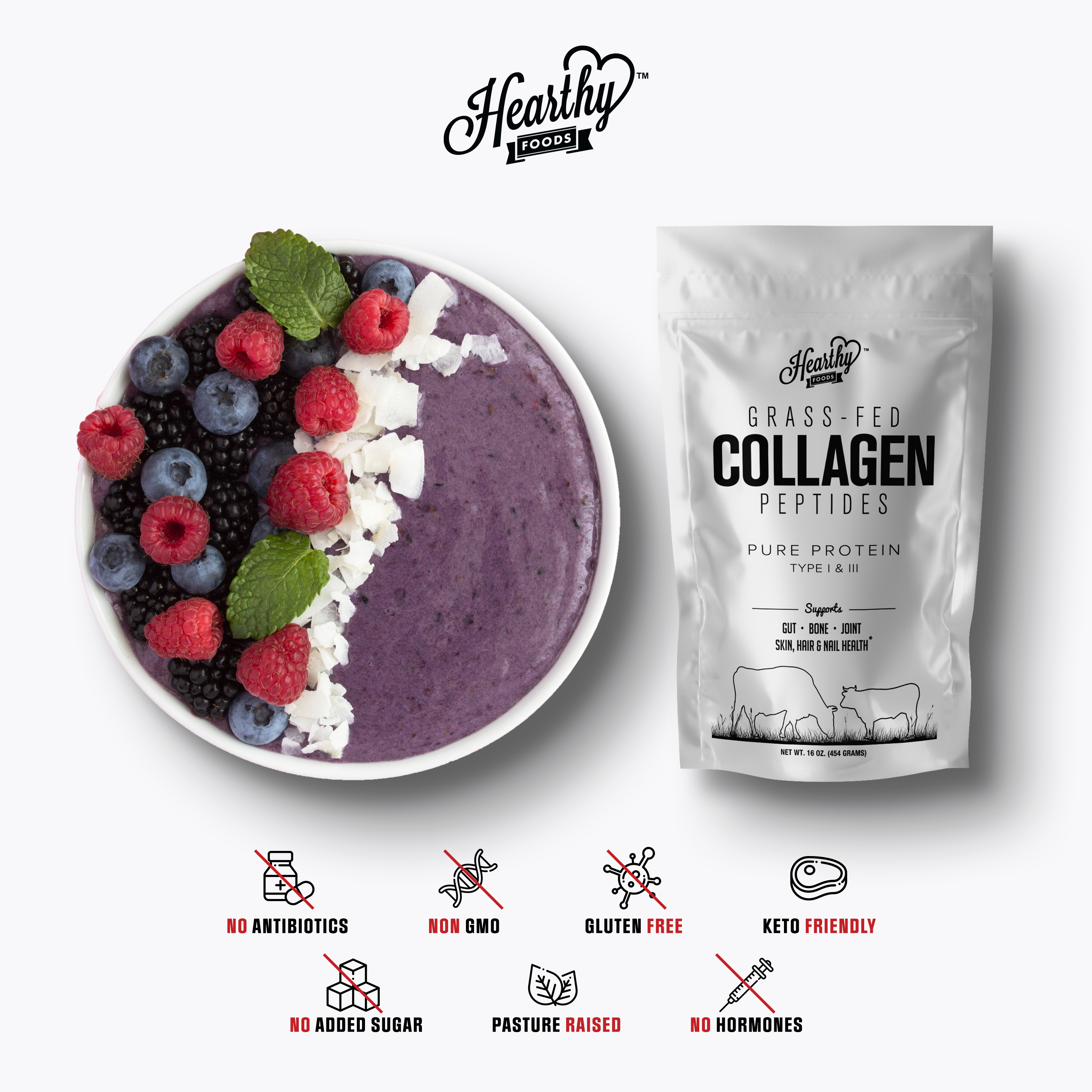 Hearthy Foods - Wholesale Protein/Superfood Powder - Collagen Grass-Fed Type I and Type III7