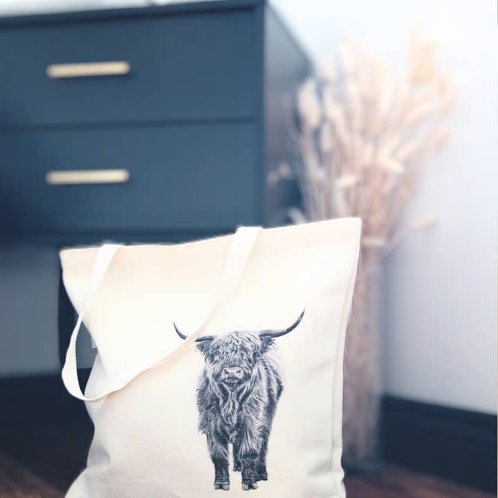Pen On Paper Co - Wholesale Tote Bag - Unisex - Highland Cow Tote Bag - With Pocket8