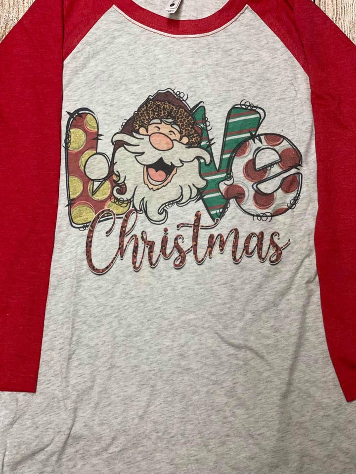 Love Christmas Santa Raglan Sublimation per la vendita all'ingrosso da parte di Neat Creations