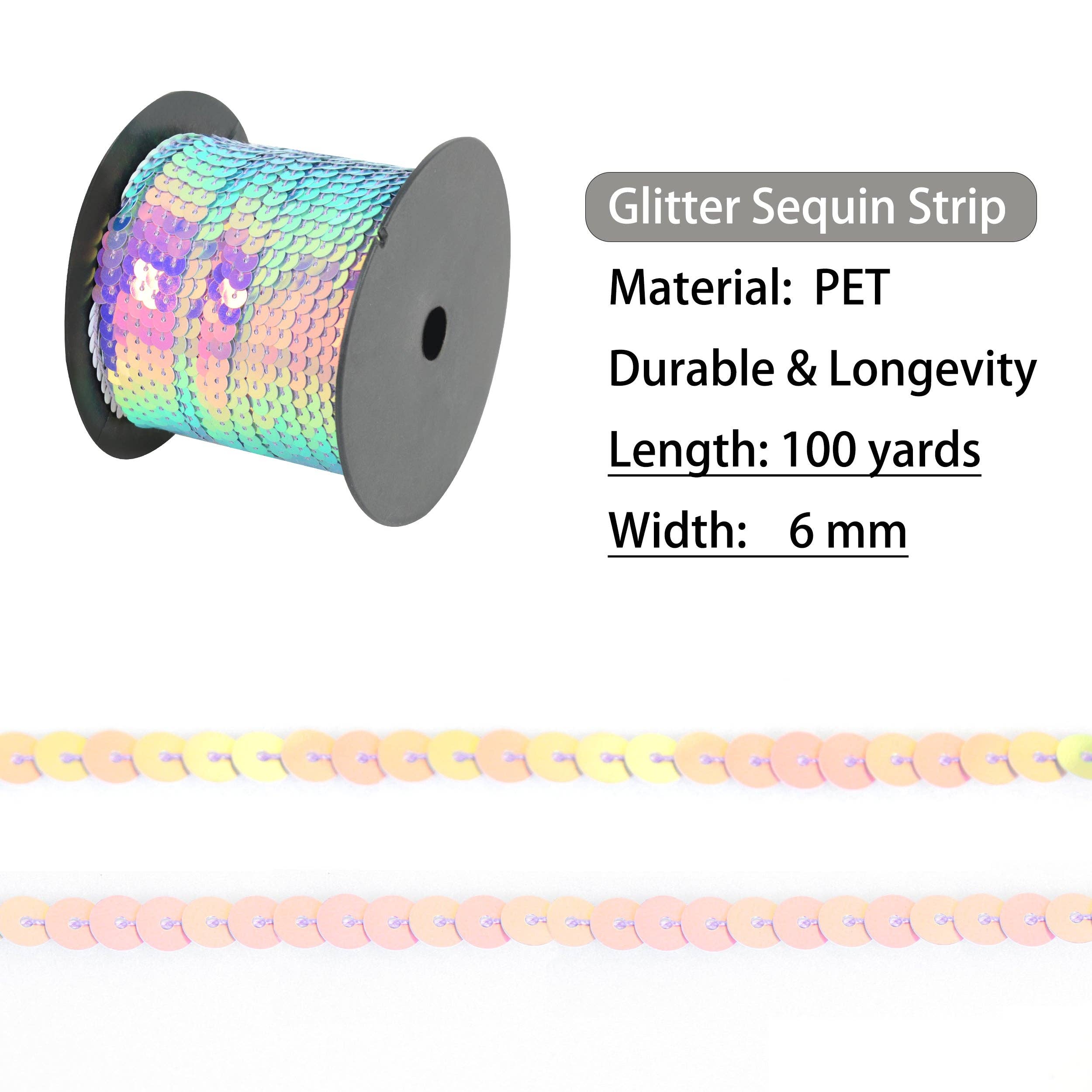 AK Brand - Venta al por mayor Material para manualidades - Tira de Lentejuelas Planas 6mm Lentejuela Metálica Adorno de Lentejuelas12