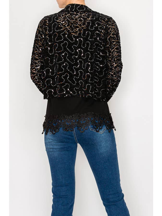 BK Veste à boutons ornée de sequins raccourcie - 4811BK en vente sur Faire2