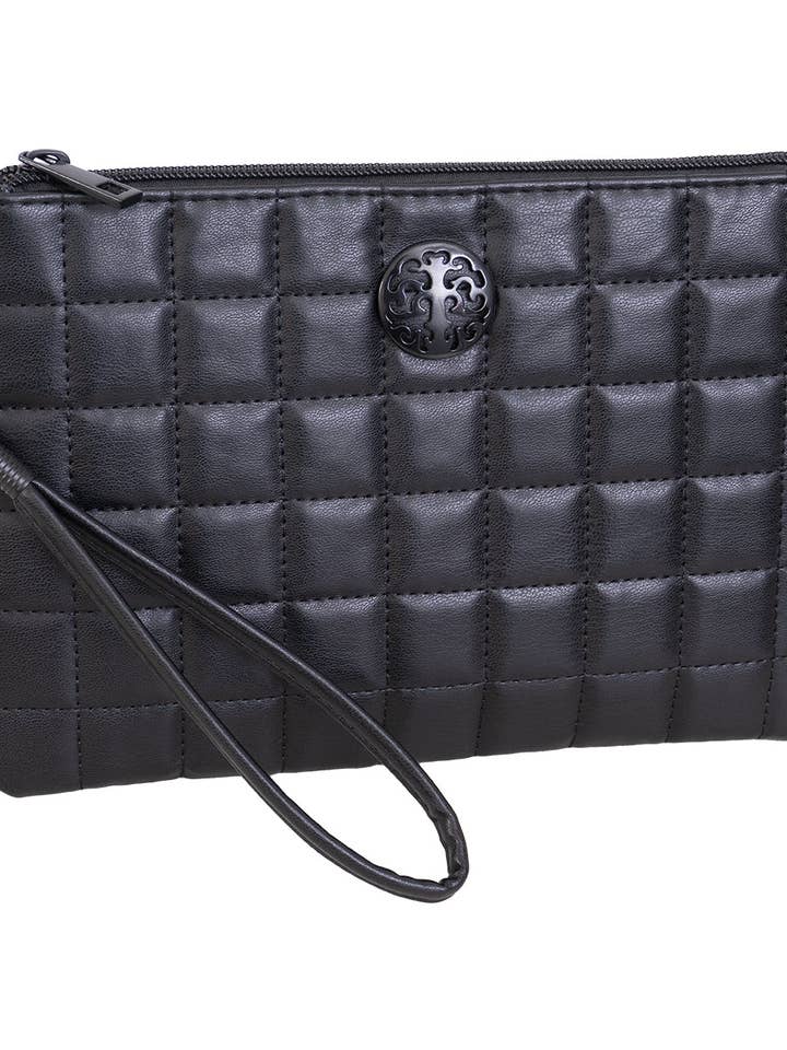 Rebecca & Rifka Smooth Boxed Quilt Medallion Bolsa de Pulso com Fecho éclair por atacado de Magid