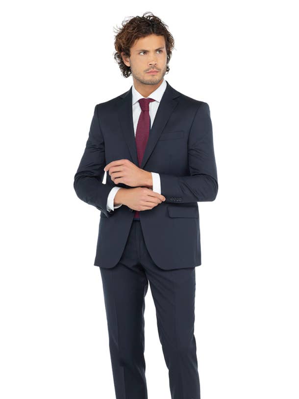 Blauw effen pak voor wholesale door John Tweed Tailored