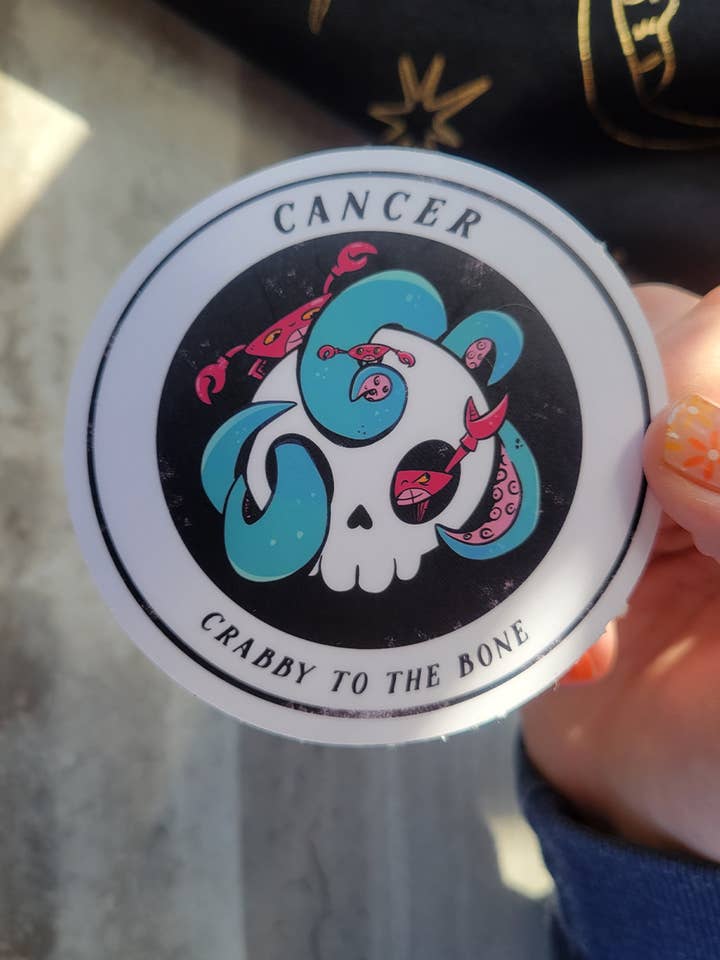 Witchy Cancer Skull Zodiac Sticker for wholesale by by Sarah Simpson