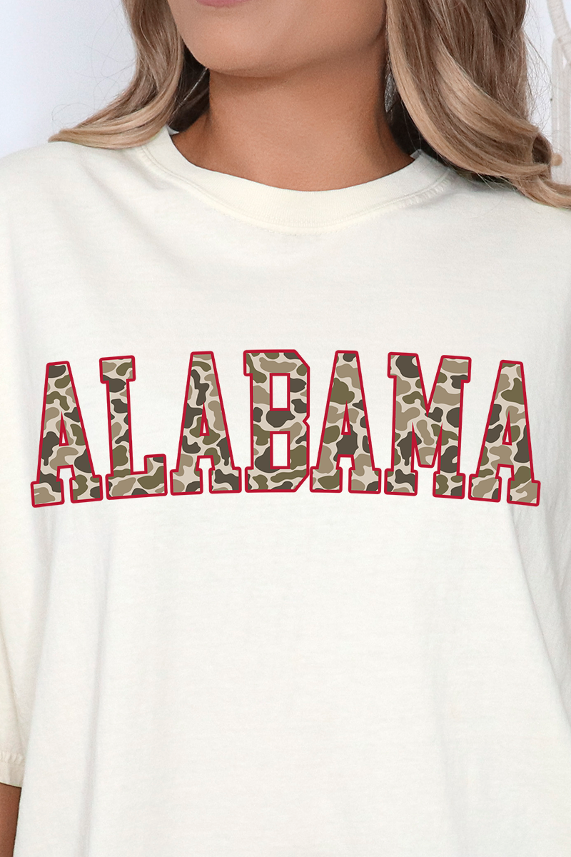 Wholesale Accessory Market - Wholesale Screen Printed T-Shirt - Women's - Crimson Alabama Camo Comfort Colors Adult Ring-Spun Cotton Tee13