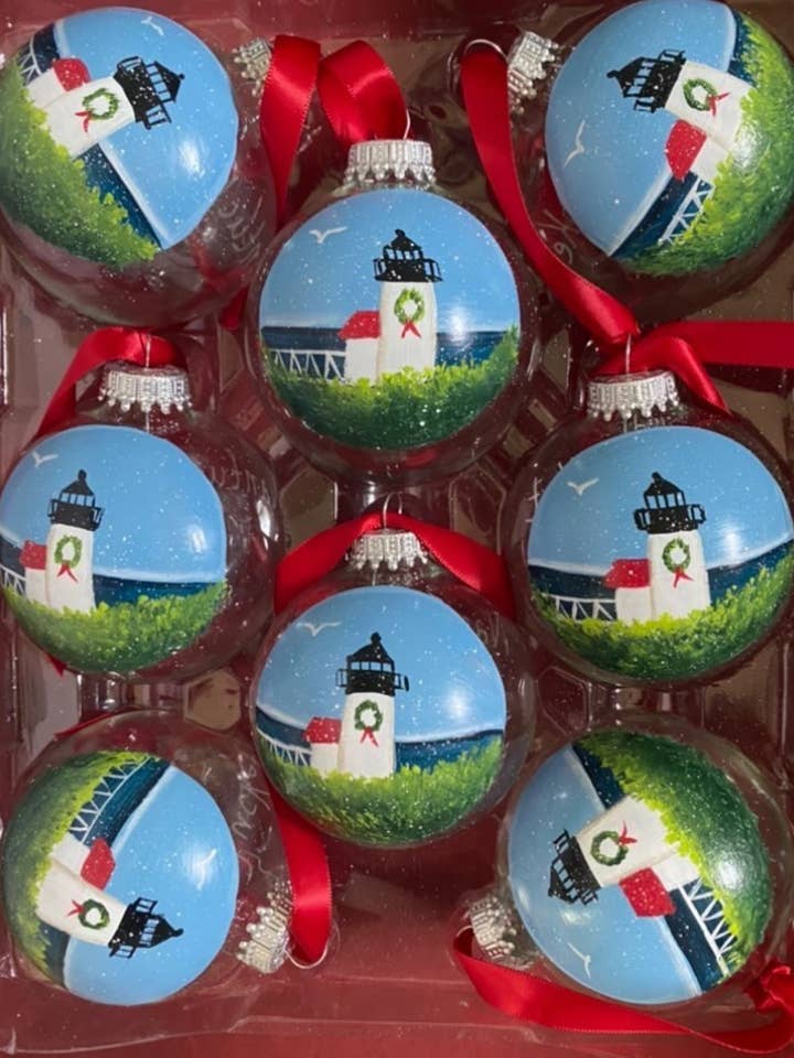 Hand Painted Brant Point Lighthouse ornaments for wholesale by OrnamentsbyAmy