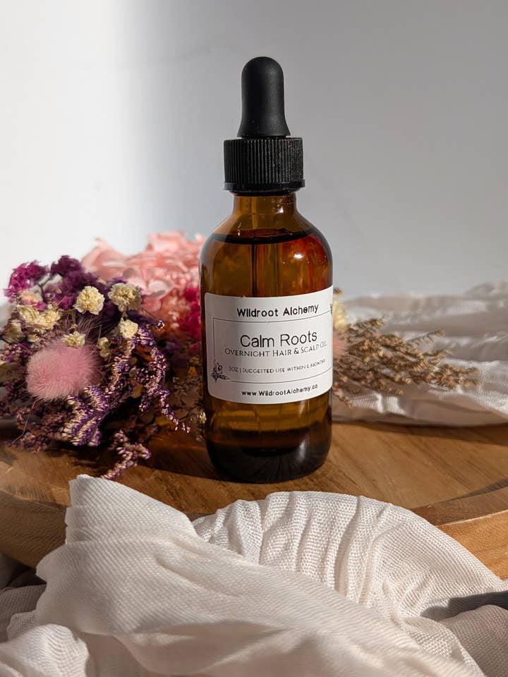 Calm Roots • Botanical Hair and Scalp Oil for wholesale by Wildroot Alchemy