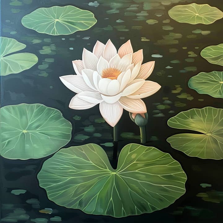 Mowbi - Venta al por mayor Ilustración - Impresión artística de flor de lirio de agua 8"x8"
