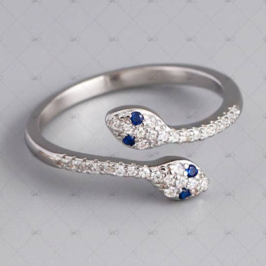 S925 Sterling Silver Blue Eyes Snake Ring for wholesale by Gioiellin - S925 Silver Jewelry