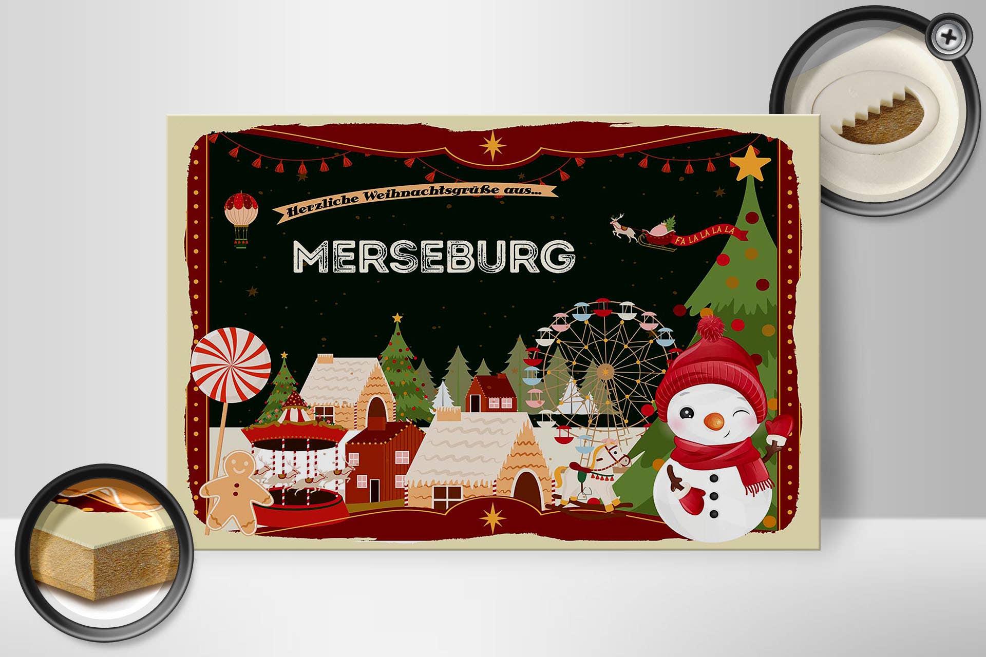 Femer - Wholesale Christmas Wall Art - Wooden sign Christmas greetings MERSEBURG gift 30x20cm1