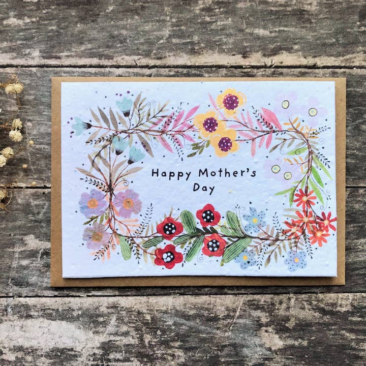 Erika's Whimsical Art – wholesale Mother’s Day card – Plantable Seed Paper Mother's Day Card, Blank Inside1