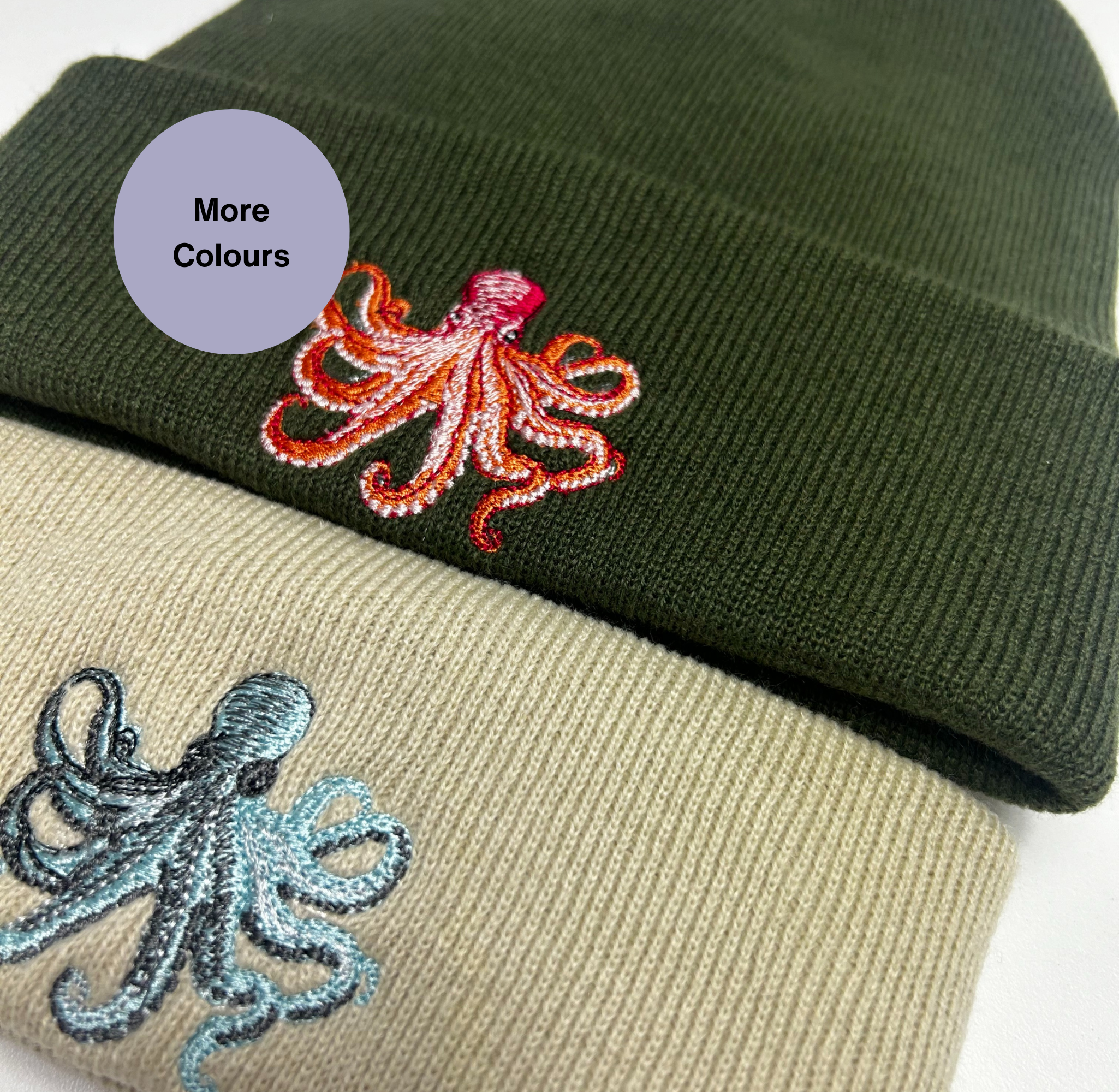 Thread and Needles Co – Engroshandel Beanie - Unisex – Blæksprutte broderet huehue - unisex1