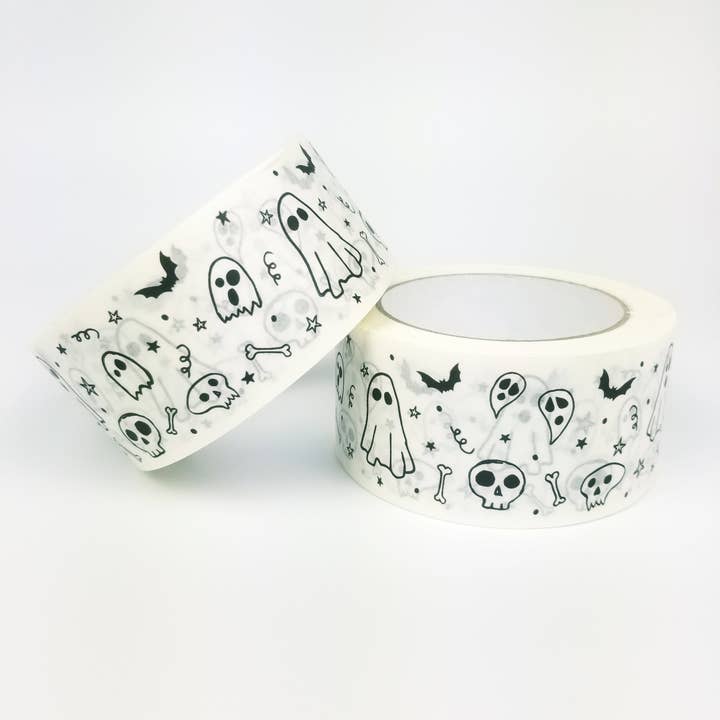 Halloween theme on white paper | Packaging tape - 50mm for wholesale by Tissue & Tape