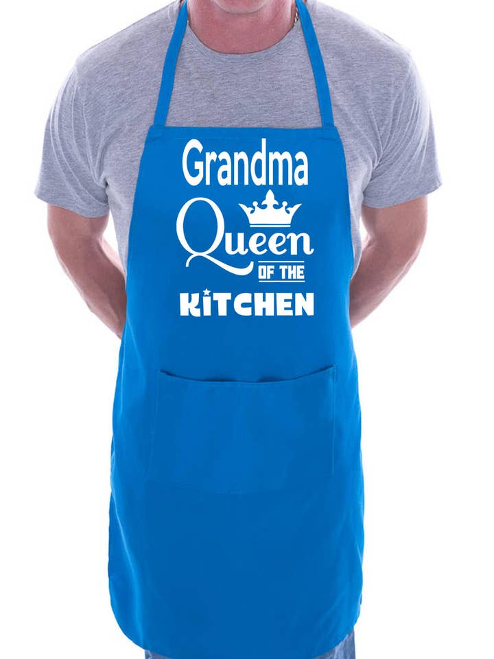 Grandma Queen Of The Kitchen Funny Chef Birthday Gift Novelty Cooking BBQ Apron for wholesale by Print4U