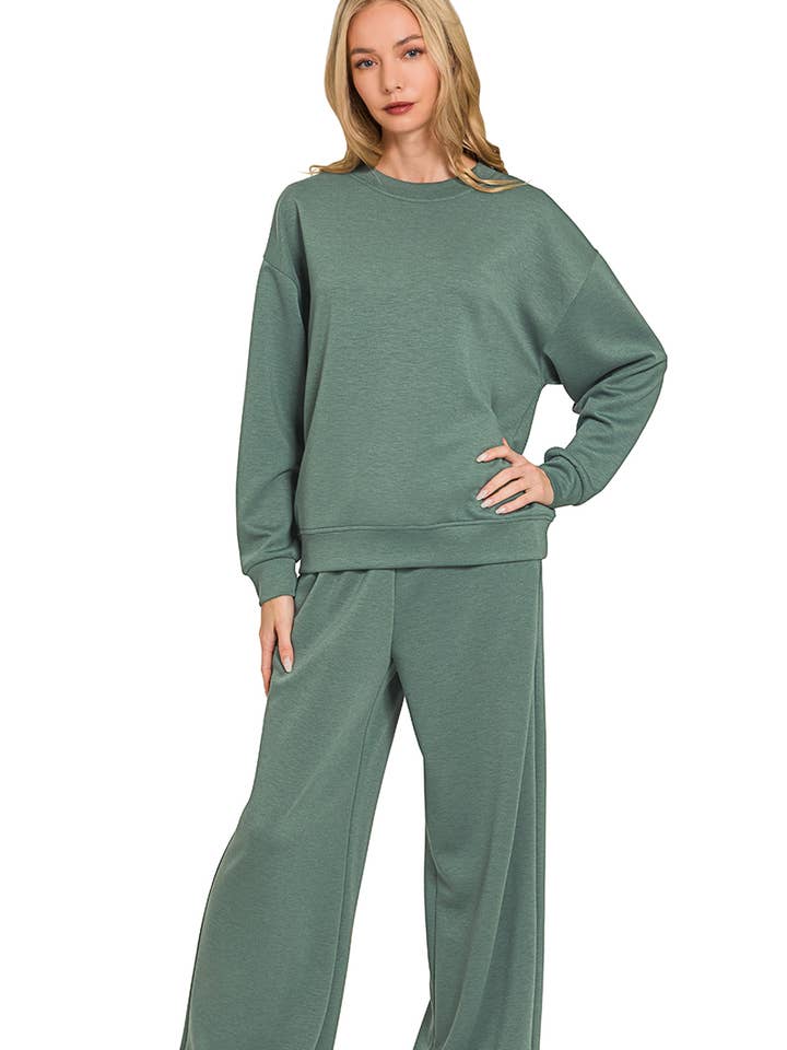 42POPS - Wholesale Lounge Set - Women's - ,..1016 Scuba Crewneck Pullover & Pants 2 Piece Set SI-2819610