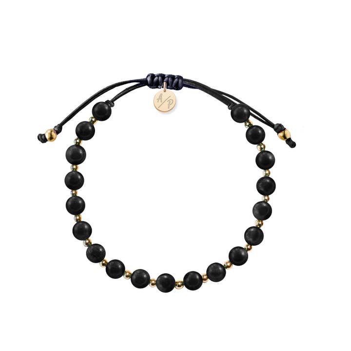 Adriana Pappas Designs - Venta al por mayor Pulsera de cuentas - Pulsera de jade negro para hombre