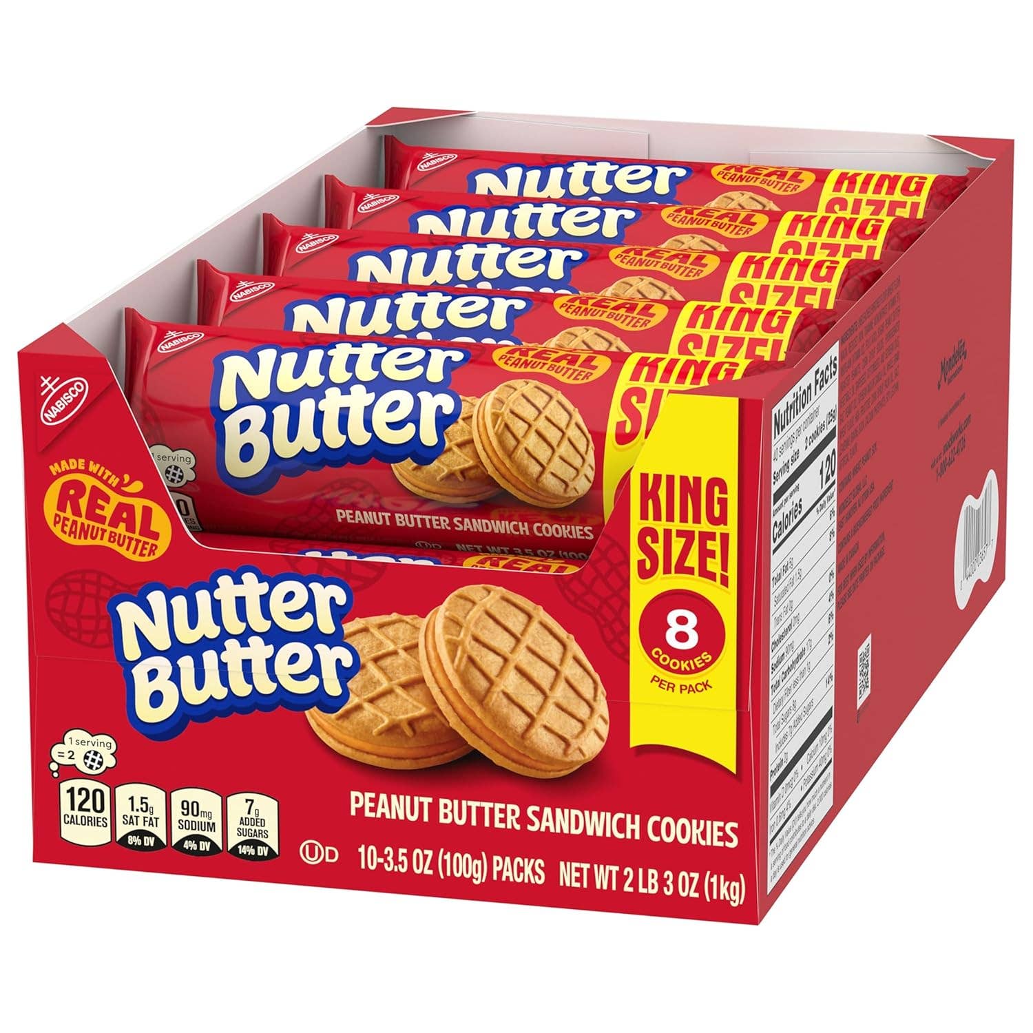 Snacky Candy – wholesale Kakor – Nutter Butter Jordnötssmörkakor King Size 3,5 oz 10-pack0