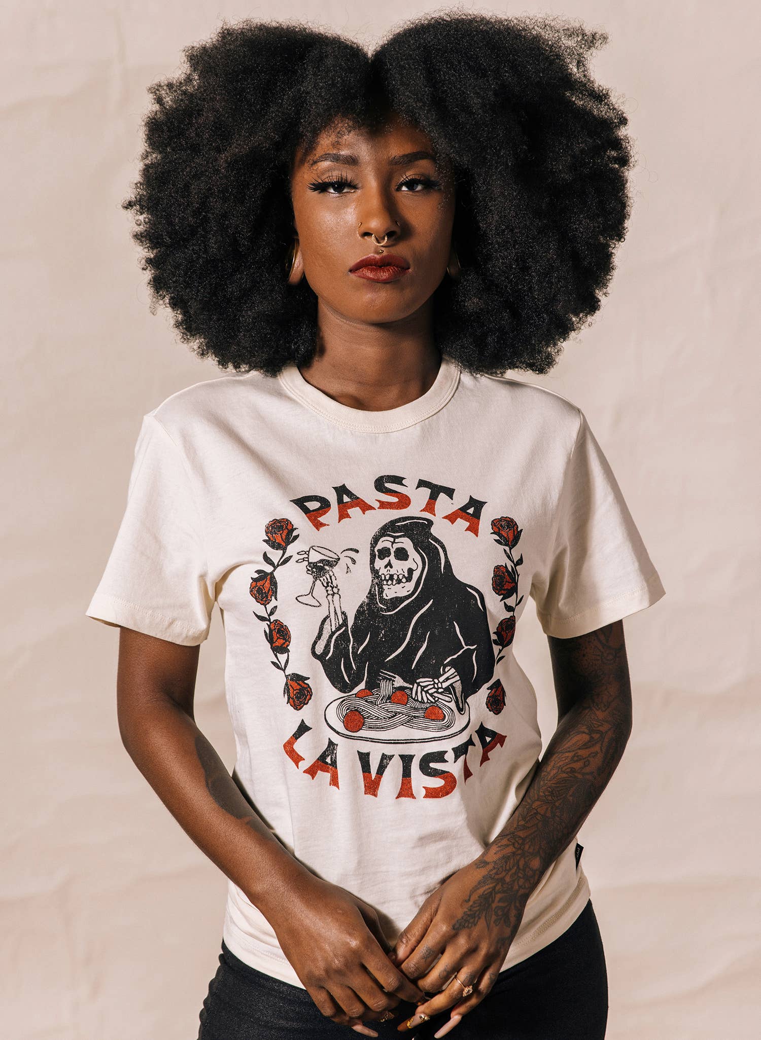 Pyknic – Engroshandel T-shirt med print - Dame – Pasta La Vista Tee2