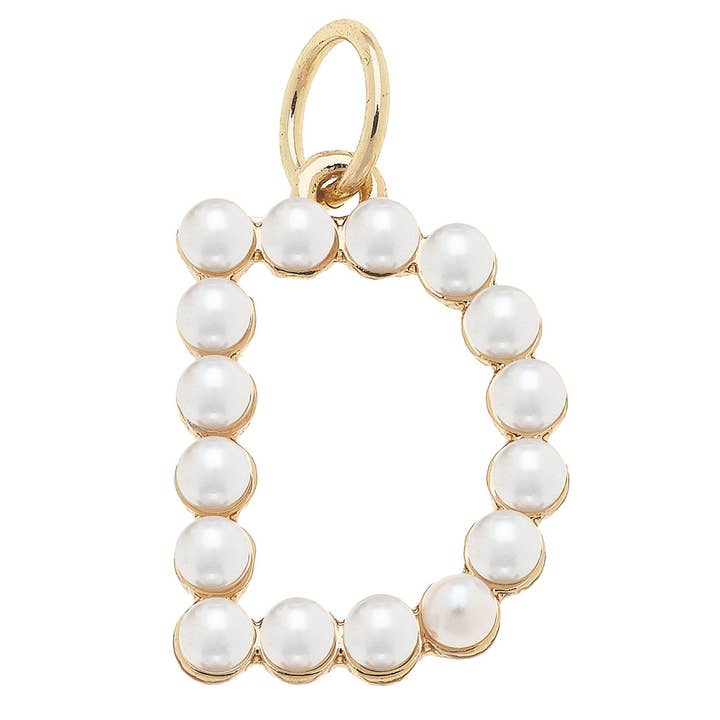 Canvas Style - Wholesale Individual Charm/Pendant - Pearl-Studded Letter Charm in Ivory11