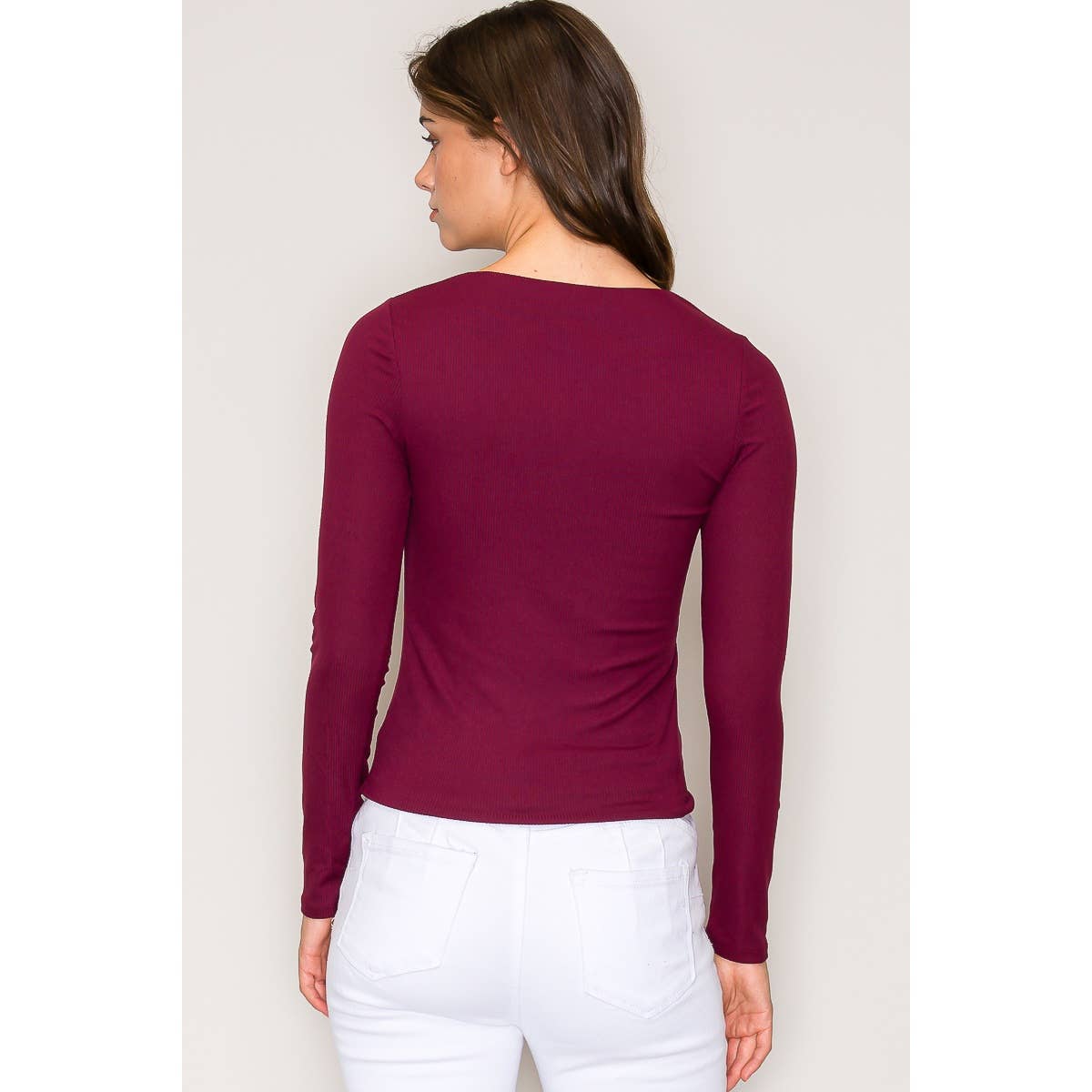 Popular 21 – wholesale Knit top – Women's – Double Layer Crew Neck Long Sleeve Rib Knit Top4