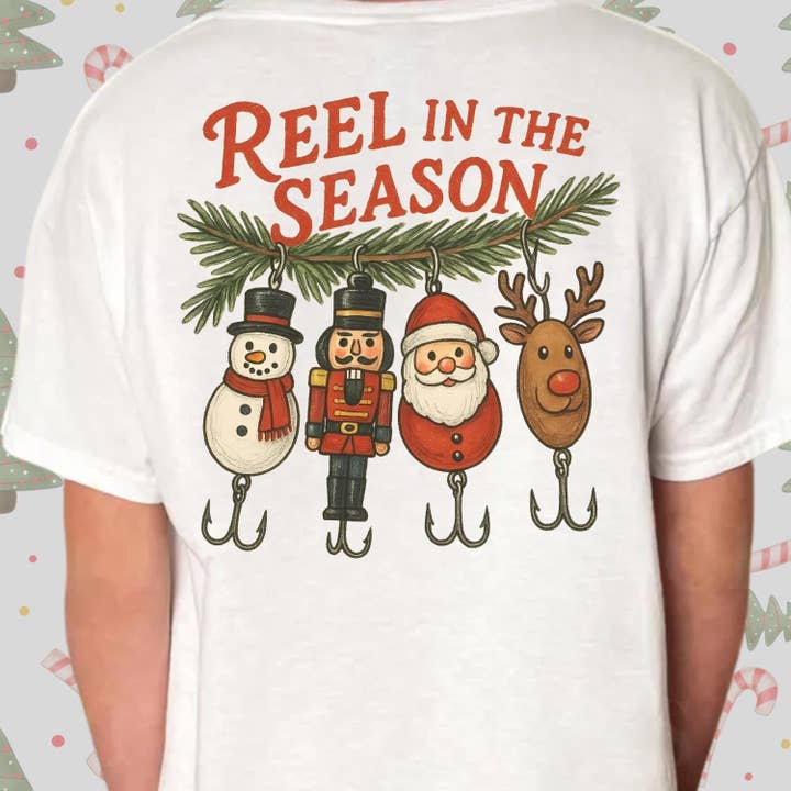 Glaime - Wholesale T-Shirt (Graphic) - Unisex - Christmas Fishing Comfort Colors Tee, unny Fisherman Sweater1