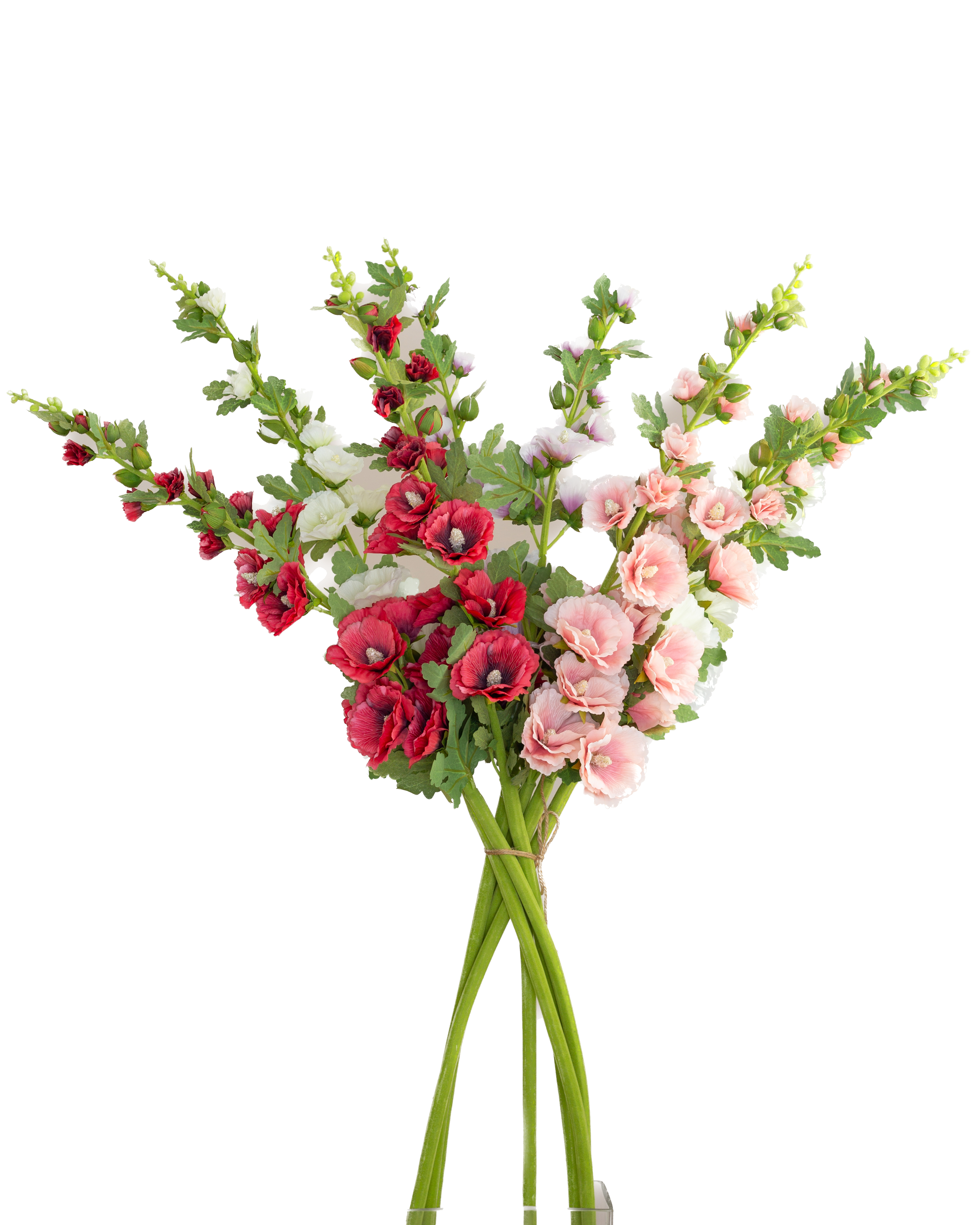 Mezu Silk Flowers - Wholesale Artificial Flowers - Artificial Pinky/Peach Hollyhock1