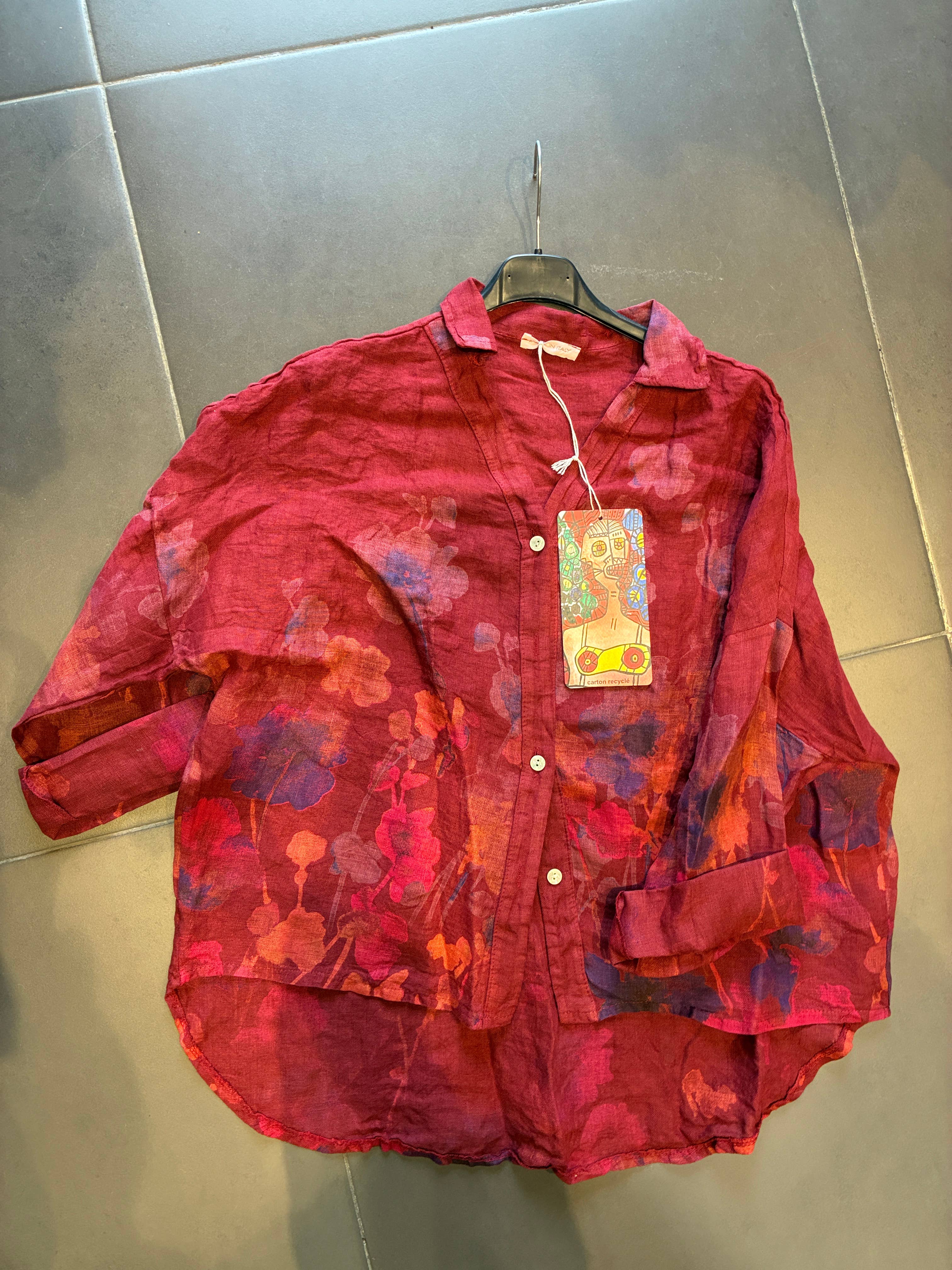la maison des fibres naturelles – wholesale College/Baseball Jacket - Women’s – Floral print blouse 20984 100% linen20