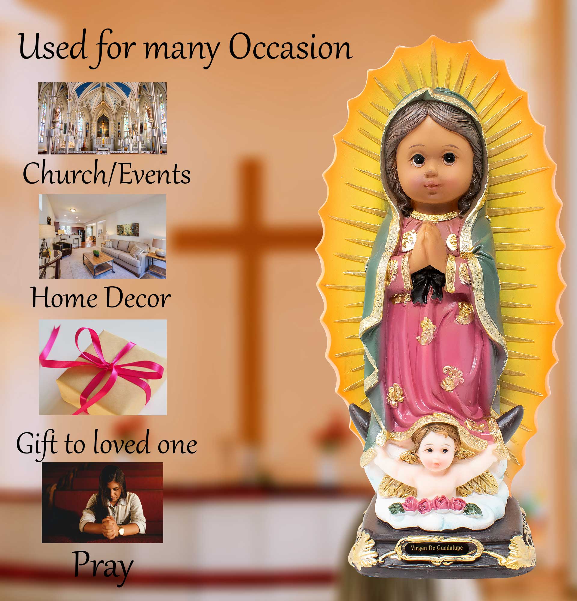 mrcjsales - Wholesale Sculpture - MrcjSales - Our Lady of Guadalupe Infinite Statue | Virgen de Guadalupe Resin | Multiple Sizes | Church Decor, Home Gifts, Prayers4